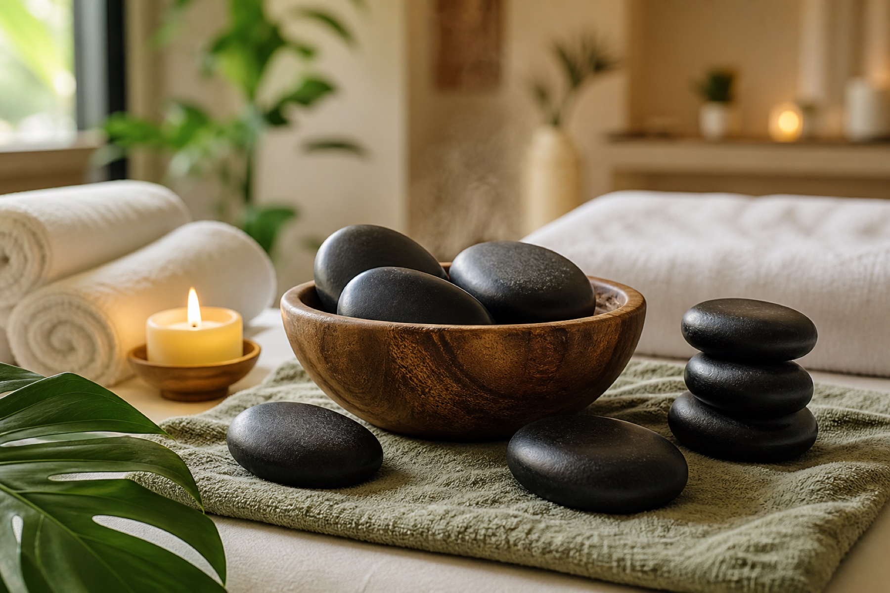Hot stone massage treatment