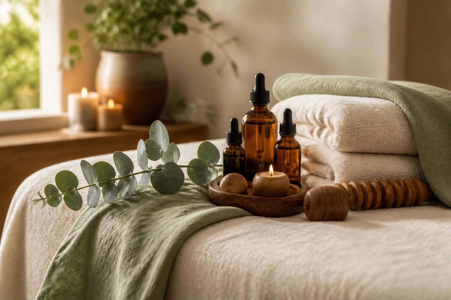 Hands delivering a back massage